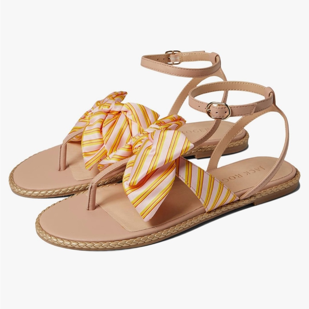 Jack Rogers Sandals with Striped Bow NWOT 9.5